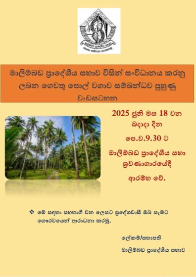 ගෙවතු පොල් වගාව සම්බන්ධ පුහුණු වැඩසටහන